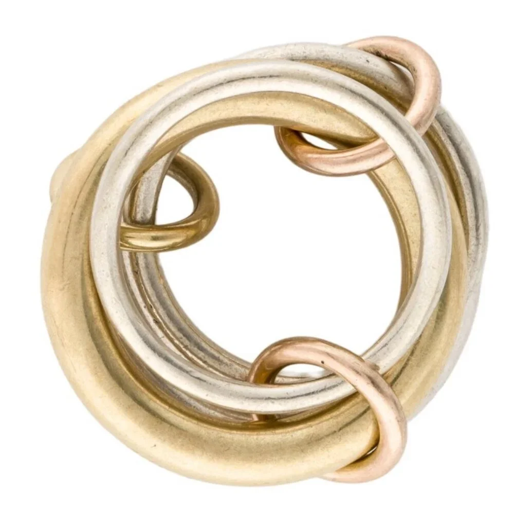SPINELLI KILCOLLIN 18K 750 YELLOW GOLD & STERLING CICI NOIR 4 BAND STACKED RING - Picture 7 of 11